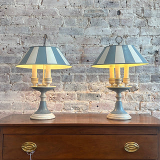 Pair Antique Toile Lamps