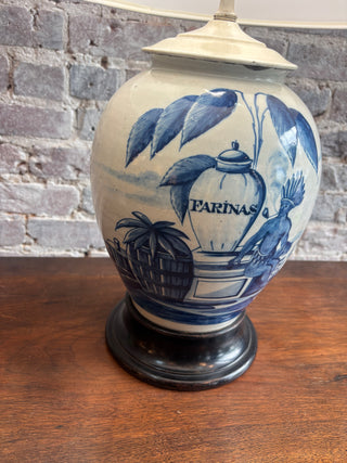 Antique Blue & White Tea Jar Lamp