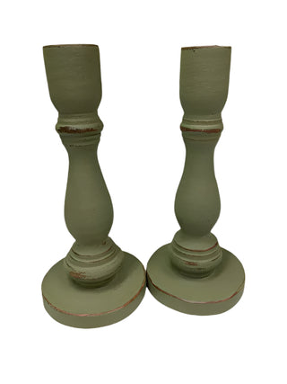 Pair Vintage Hand Turned Wood Candlesticks