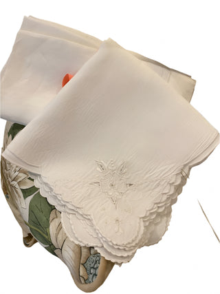 Set 7 Vintage White Linen Napkins