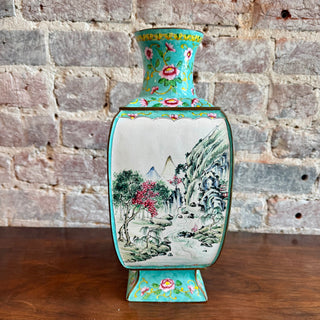 Chinese Canton Enamel Slab Vase.
