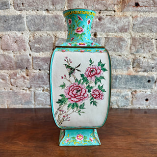 Chinese Canton Enamel Slab Vase.