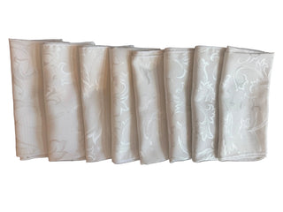 Set Of 8 Vintage White Damask Napkins