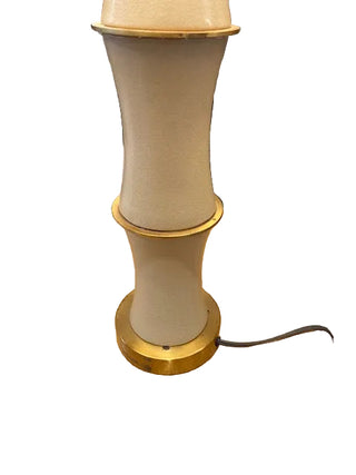 Vintage Enamel and Brass Faux Bamboo Lamp