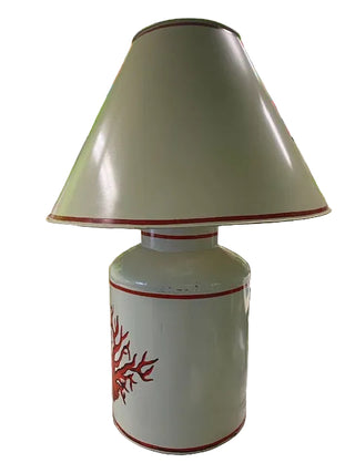 Red Coral Design Toile Lamp and Shade