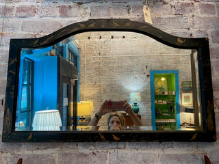 19th Century Black Hand Painted Chinoiserie Beveled Mirror