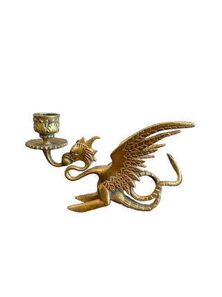 Vintage Brass Dragon Candlestick