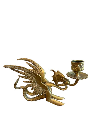 Vintage Brass Dragon Candlestick