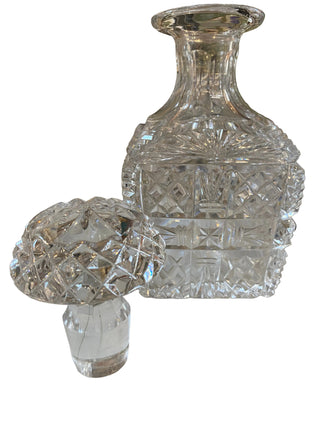 Vintage Cut Glass Square Whiskey Decanter