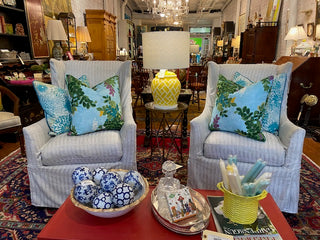 Pair Robin Bruce Swivel/Rocking Chairs With Slipcovers