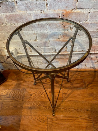 Brass Look Round Metal Side Table