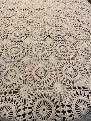 Vintage Large Flower Crochet Tablecloth
