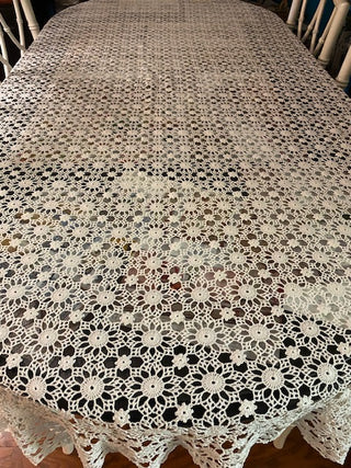 Vintage Small Flower Tablecloth or Bed Topper.