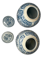 Load image into Gallery viewer, Pair Of Vintage Blue and White Chinese Happiness Jars
