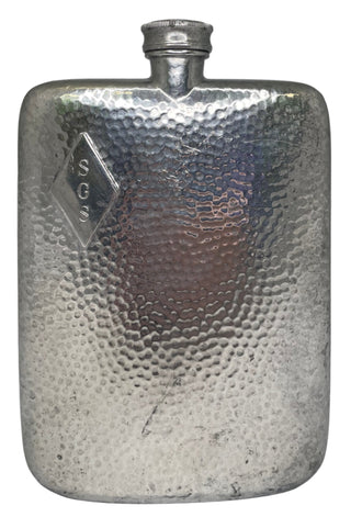 Vintage Hand Hammered Silver English Flask