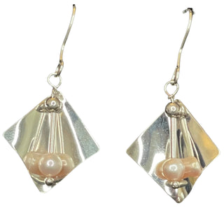 Sterling Silver Flower with Pearl Earrings