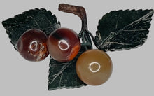Load image into Gallery viewer, Vintage Alabaster Red Tri-Color Cherries with Dark Jade Leaves
