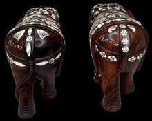 Load image into Gallery viewer, Pair of Vintage Bone Inlaid Rosewood Elephants
