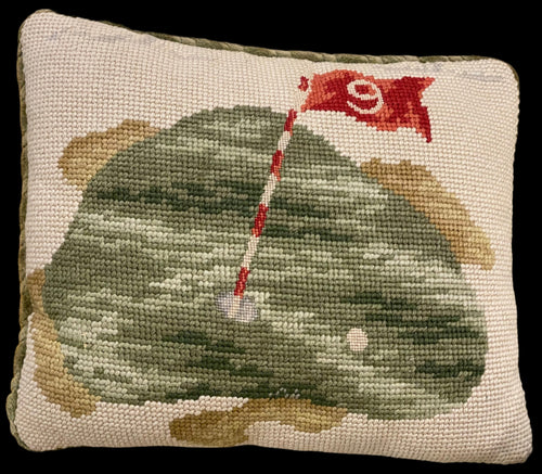 Vintage Needlepoint Golf Throw Pillow