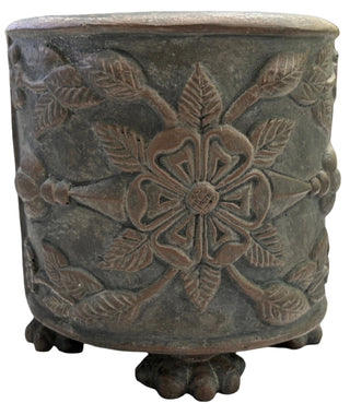 Vintage Hen-Feathers Round Cachepot