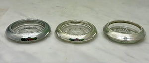 Mixed Set of 3 Silver and Pressed Glass Coasters