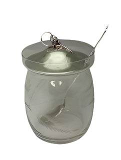 Sterling Silver Lid/Spoon Etched Condiment Jar