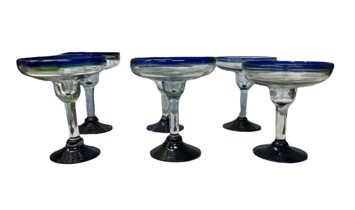 Set of Six Handblown Margarita Glasses