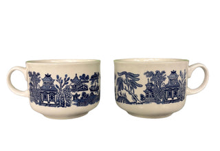 Pair of Churchill Blue Willow Mugs.