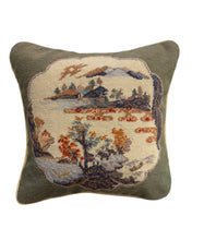 Load image into Gallery viewer, Vintage Needlepoint Pillowcase with Landscape Design
