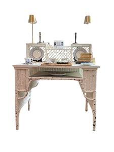 Antique White Wicker Writing Desk