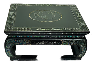 Japanese Burgante Black Lacquer & Mother Of Pearl Figurine Stand
