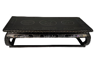 Antique Japanese  Black Lacquer & Mother Of Pearl Burgante Incense Stand