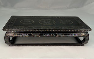 Antique Japanese  Black Lacquer & Mother Of Pearl Burgante Incense Stand