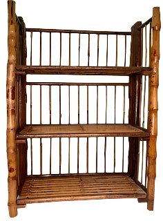 Collapsable French Vintage Burnt Bamboo Shelf
