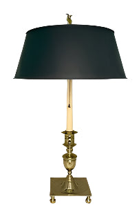 Vintage Brass Lamp With Black Metal Shade