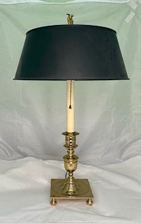 Vintage Brass Lamp With Black Metal Shade