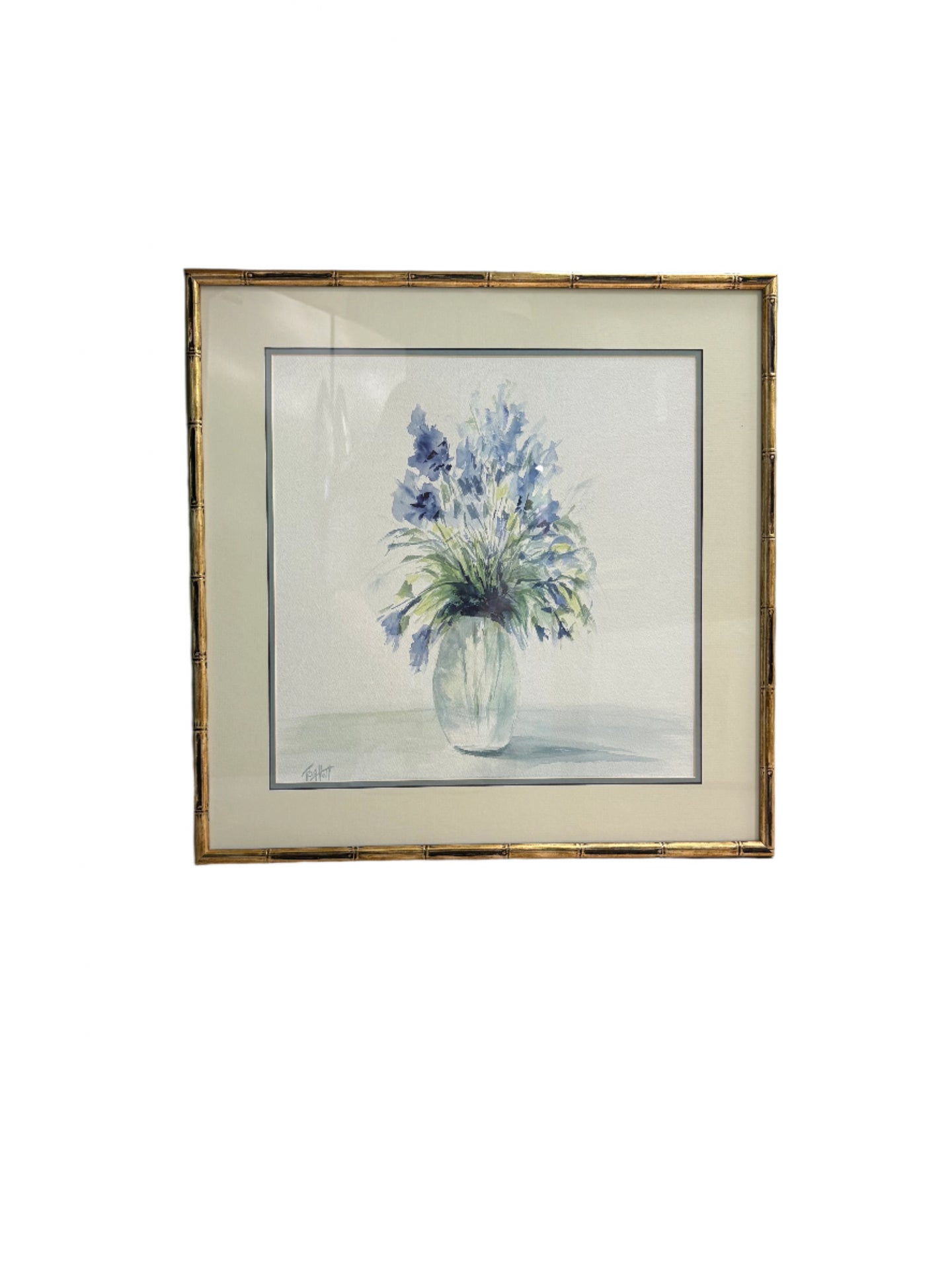 'Vase of blue Irises' Original Watercolor by Terri Hall