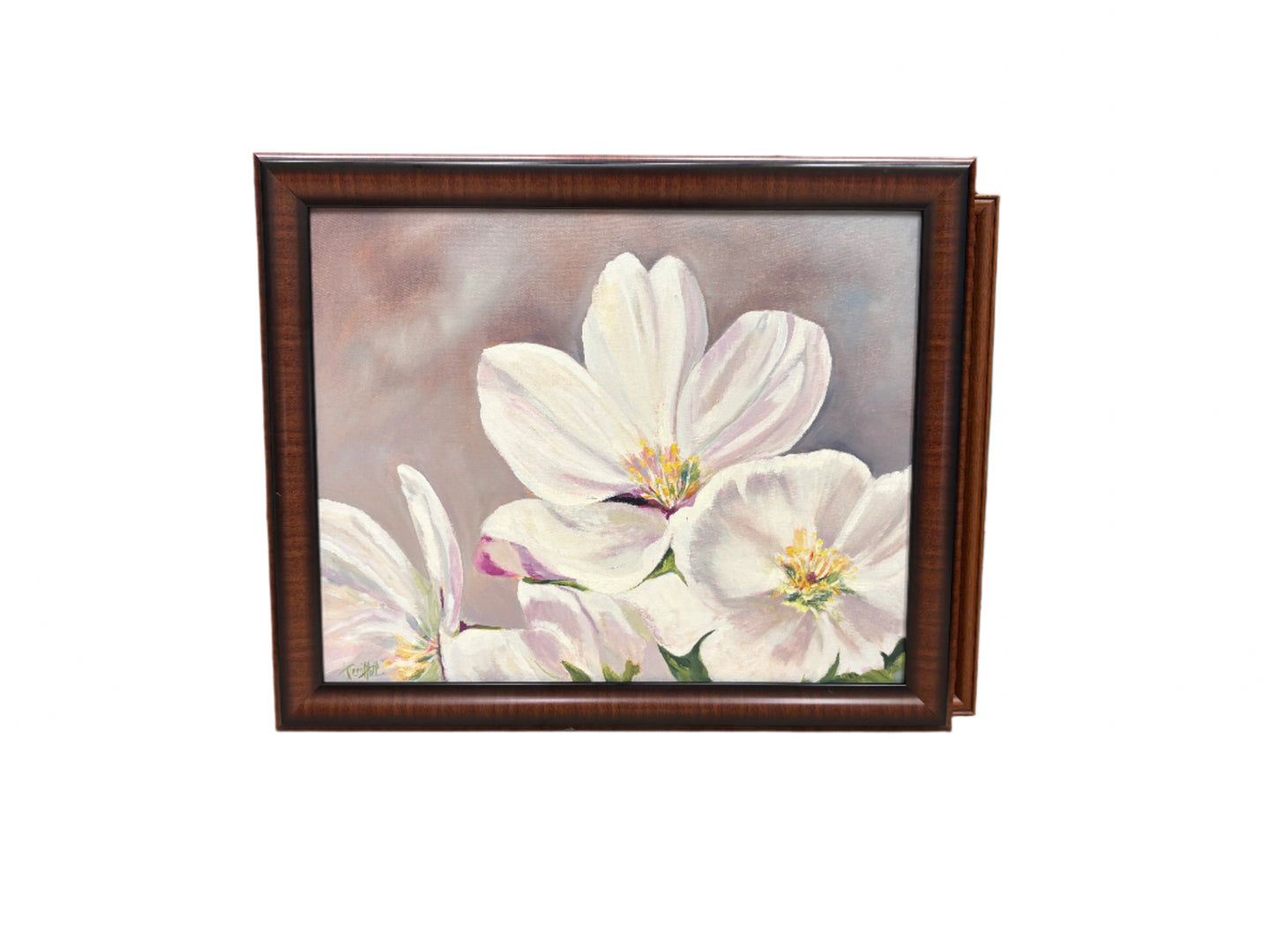 'White Blossoms' Original Framed Painting by Terri Hall