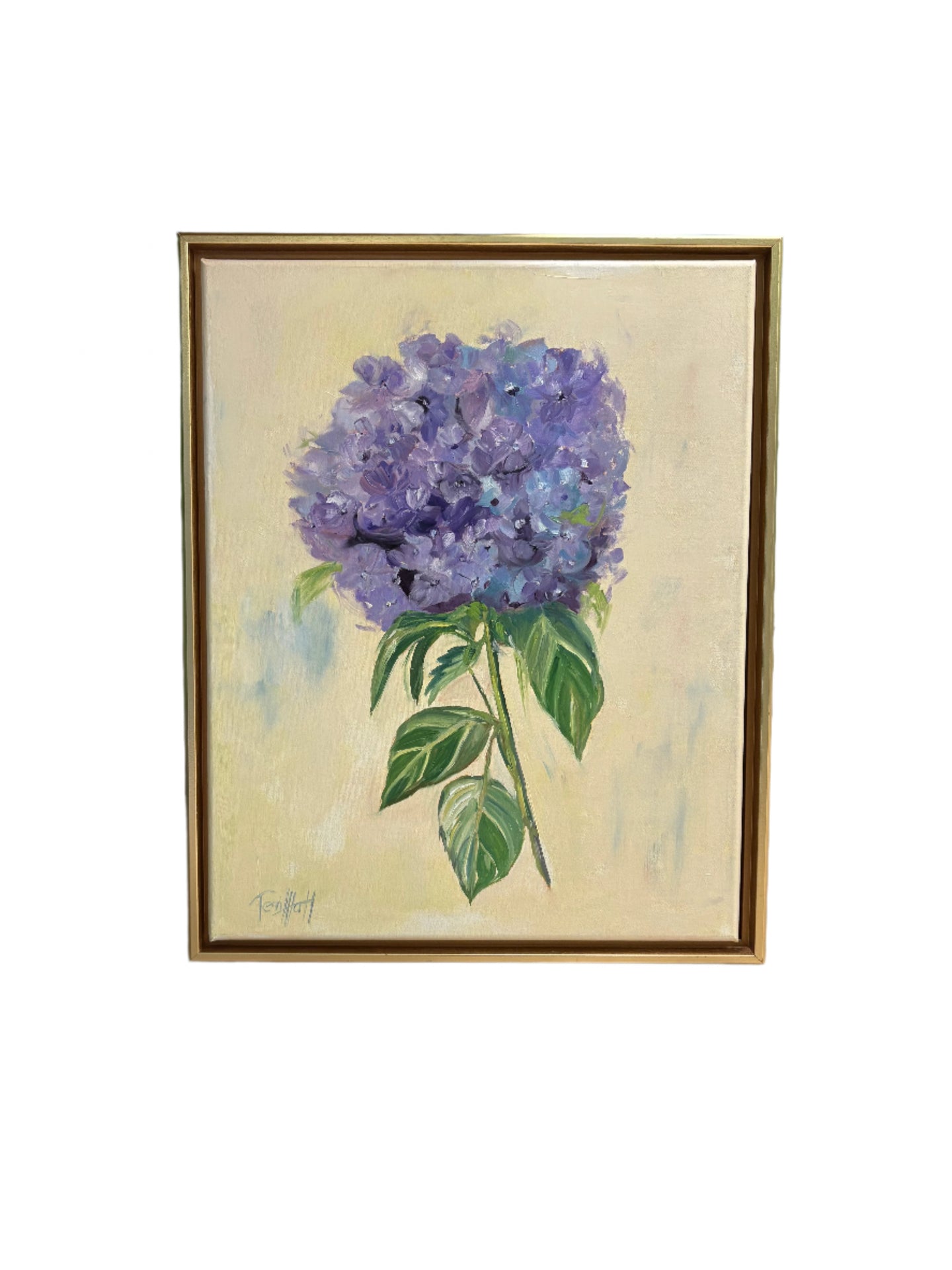 Hydrangea Blue Violet Stem Original Painting by Terri Hall