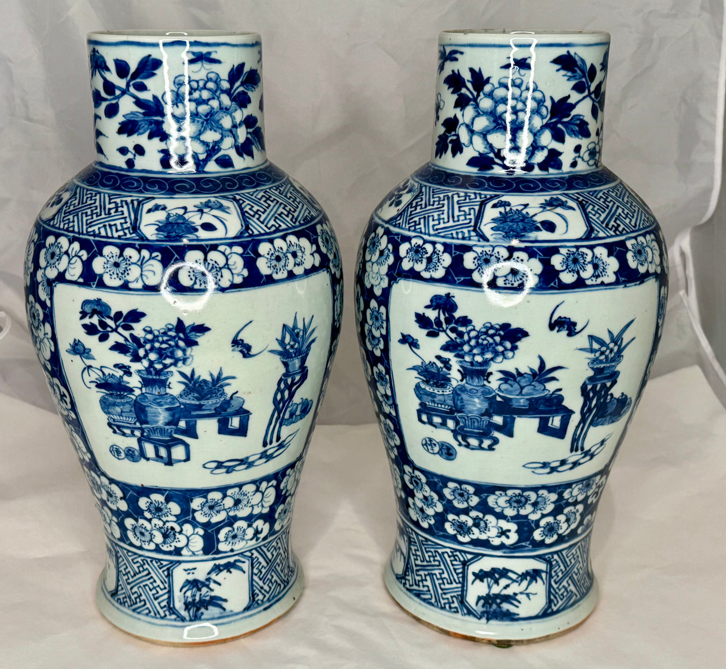 Antique Blue and White Porcelain Vases