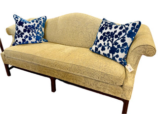 Vintage Chippendale Velvet Damask Camel Back Sofa