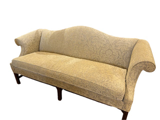 Vintage Chippendale Velvet Damask Camel Back Sofa