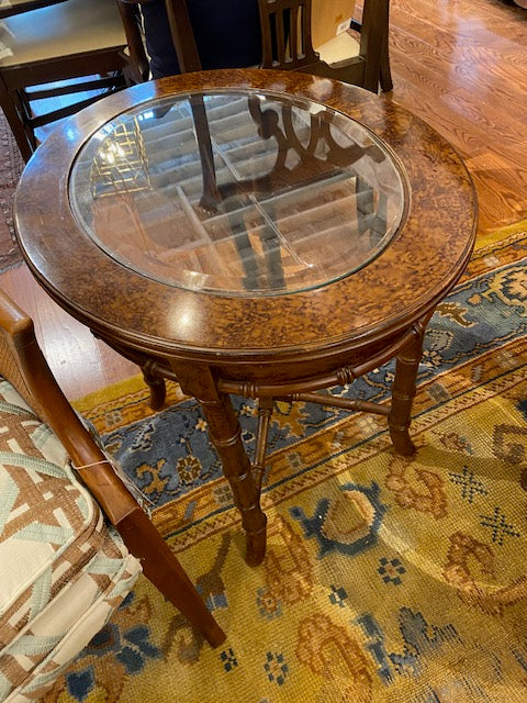 Pair of Oval Faux Bamboo Side Tables