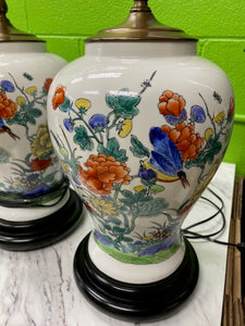 Pair Chinoiserie Flora and Fauna Lamps