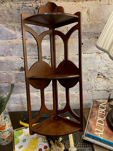 Vintage Mahogany Fretwork Corner Shelf