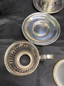Set of 6 Sterling Demitasse Cups & Saucers