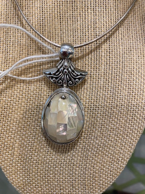 Sterling Silver and  Abalone Mother of Pearl Pendant