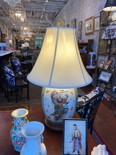 Vintage Chinoiserie Warrior Lamp