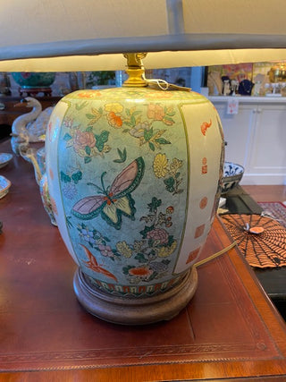 Vintage Chinoiserie Warrior Lamp.