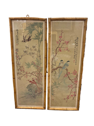 Pair of Chinese Prints in Bamboo Frames